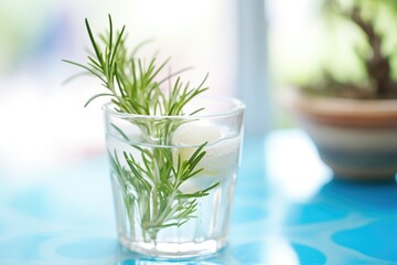 gin and tonic with a sprig of rosemary, closeup