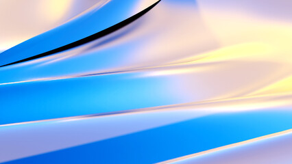 abstract background with smooth lines in blue and yellow colors. 3D Render