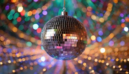 Obraz premium Celestial Rhythms: Unreal Disco Ball Illuminates Psychedelic Atmosphere