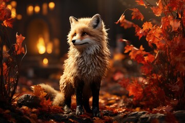 A fox in an autumn forest - Powered by Adobe