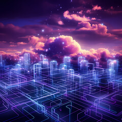 Digital Dreamscape: Neon Visions of Cloud Infinity