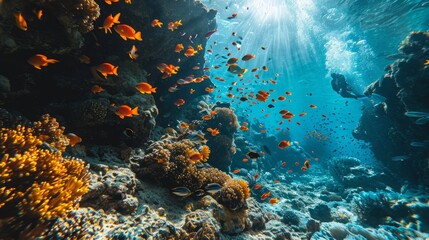 Fototapeta na wymiar Aqua Splendor: The Underwater Ballet of the Maldives