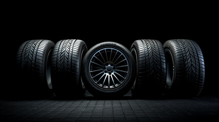 Car Wheels. Concept design.Dark Background.
