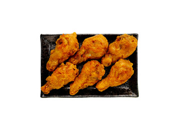 Fried chicken on white background.