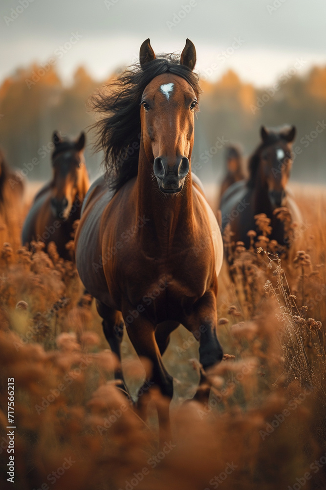Poster A wild horse running free across an open field, symbolizing unrestrained passion and freedom