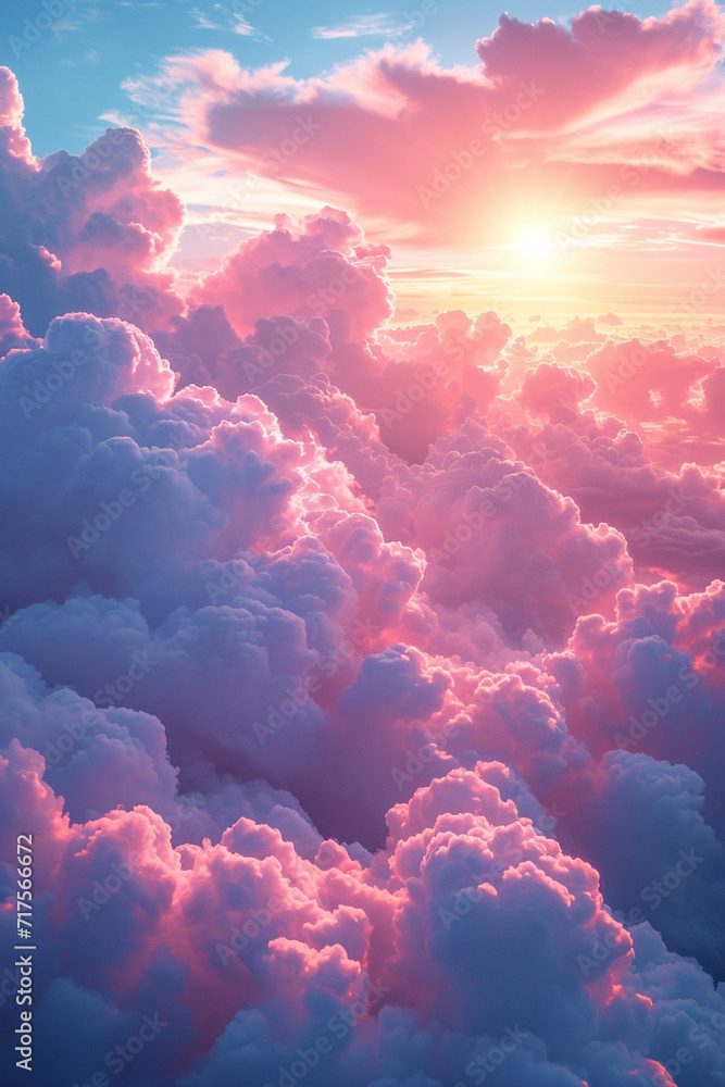 Poster pastel color clouds representing the soft, dreamy quality of a lullaby.