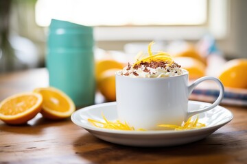 hot chocolate with orange zest garnish for citrus note