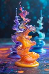 Fototapeta premium The dynamic movement of melting rainbow jelly captured in a time-lapse style,