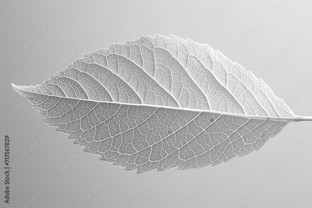 Poster minimalist art of a leaf with a pattern of veins representing the photosynthesis process,
