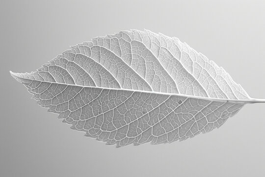 Minimalist art of a leaf with a pattern of veins representing the photosynthesis process,