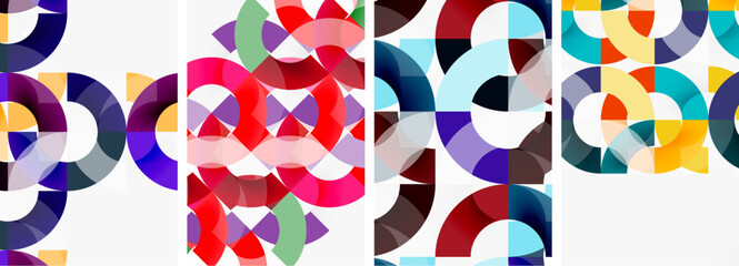 Obraz premium Set of circle lines poster backgrounds. Vector illustration For Wallpaper, Banner, Background, Card, Book Illustration, landing page