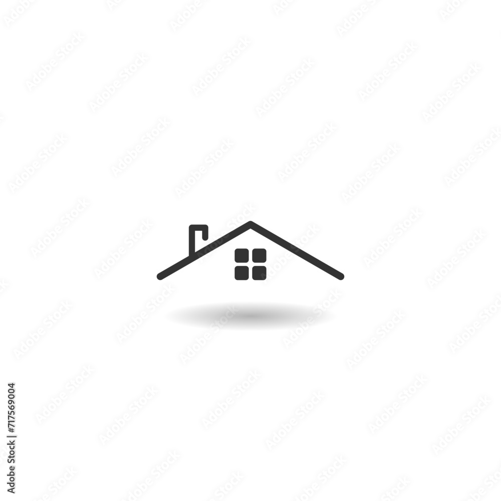 Wall mural House roof icon logo with shadow