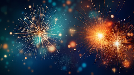 Obraz premium Beautiful fireworks background at night for holiday decoration