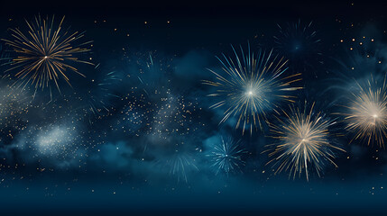 Fototapeta premium Beautiful fireworks background at night for holiday decoration