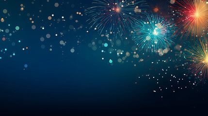 Fototapeta premium Beautiful fireworks background at night for holiday decoration