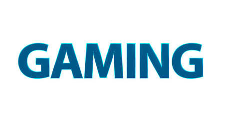 Gaming, Spielen, Computerspiele, Videospiele, E-Sport, zocken - blaue plakative 3D-Schrift, Freisteller, Rendering