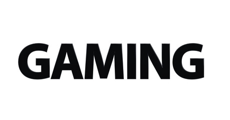 Gaming, Spielen, Computerspiele, Videospiele, E-Sport, zocken - schwarze plakative 3D-Schrift, Freisteller, Rendering