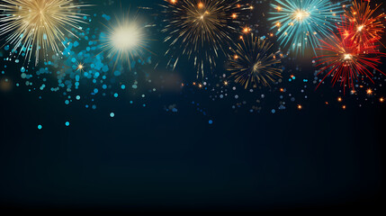 Fototapeta premium Beautiful fireworks background at night for holiday decoration