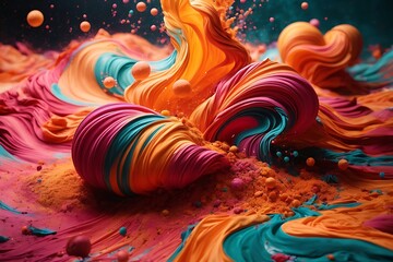 A photo of splash of holi color across floor ai generative