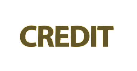 Credit - Kredit, plakative 3D-Schrift, Schulden, verschuldet, Finanzierung, leihen, Rendering, gerendert, Freisteller, Alphakanal

