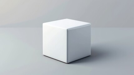 3d realistic vector icon. White cube. Isolated.  