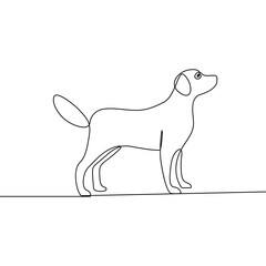 Dog pet continuous one line art and outline vector art illustration