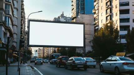 A big digital screen for outdoor media with a blank advertising mockup in an urban city   