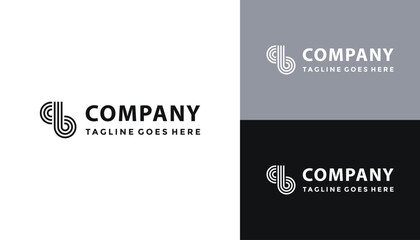 Initial Letter CB B C BC Monogram with Simple Geometric Stripes Logo Design - obrazy, fototapety, plakaty