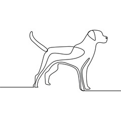 Dog pet continuous one line art and outline vector art illustration