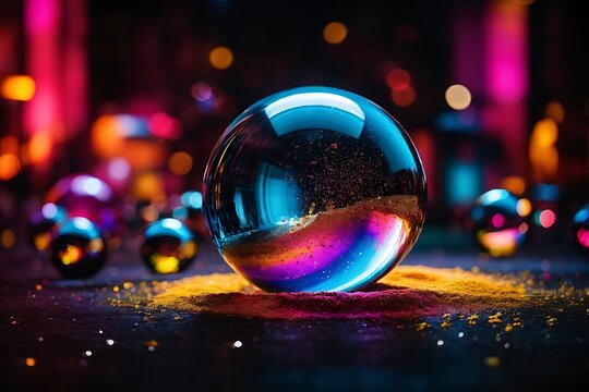 A photo of water bubble filled with different vibrant colors ai generative
