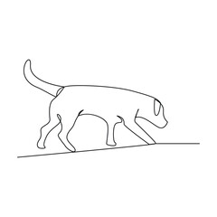 Dog pet continuous one line art and outline vector art illustration