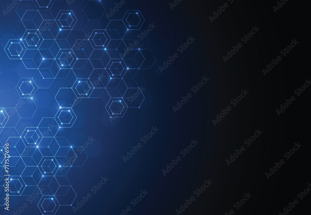 Aufkleber abstract science template. technology lines and dots connection background. wallpaper or banner with