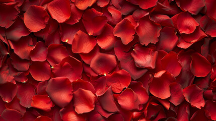 Background of red rose petals, generative ai