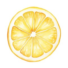 Lemon slice watercolor illustration on white background