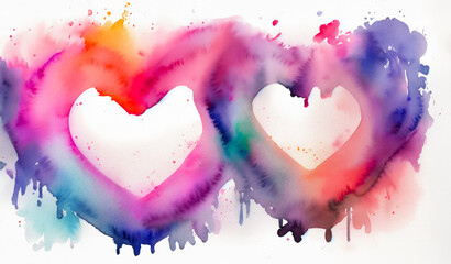 watercolour painted heart, valentines day background