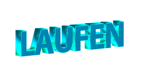 Laufen, Joggen, Laufschuhe, Fitness, Sport, Outdoor, Marathon - hellblaue plakative 3D-Schrift, Freisteller, Rendering
