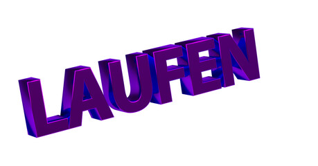 Laufen, Joggen, Laufschuhe, Fitness, Sport, Outdoor, Marathon - violette plakative 3D-Schrift, Freisteller, Rendering
