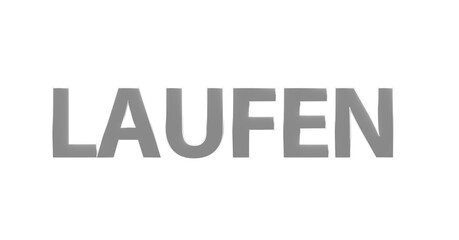 Laufen, Joggen, Laufschuhe, Fitness, Sport, Outdoor, Marathon - silberne plakative 3D-Schrift, Freisteller, Rendering
