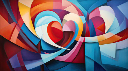 Essence of Modernity in Abstract Color Heart Forms Background Ai Generative