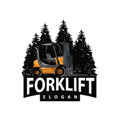Obraz premium Forklift logo heavy vehicle vector design simple heavy equipment transportation illustration template