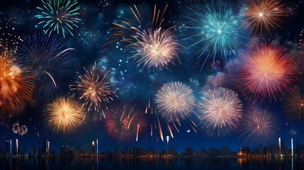 Beautiful creative holiday background. Fireworks and sparkles