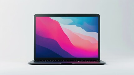 Modern laptop mockup front view, isolated on white background. Vector illustration  