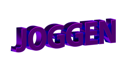 Joggen - violette plakative 3D-Schrift, Sport, Laufen, Fitness, Gesundheit, Ausdauer, Freisteller, Rendering
