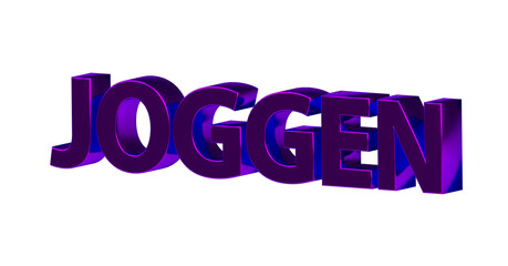 Joggen, Laufen, Fitness, Sport, Bewegung, Gesundheit, Ausdauer - violette plakative 3D-Schrift, Freisteller, Rendering
