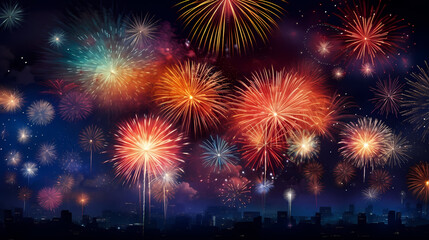 Fototapeta na wymiar Beautiful creative holiday background. Fireworks and sparkles