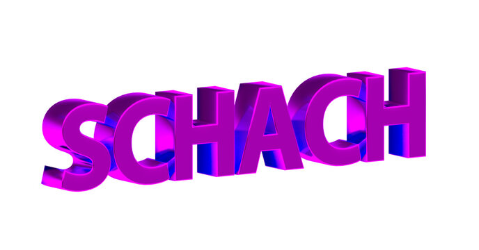 Schach, Spiel, Sport, Strategie, Konzentration, Schachmatt - pinke plakative 3D-Schrift, Freisteller, Rendering
