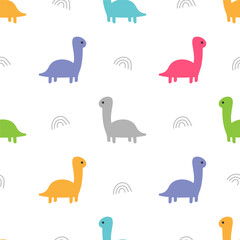 Nursery seamless pattern dinosaur with the tree. hand-drawn design in cartoon style design for Newborn apparel, textiles, and wallpaper