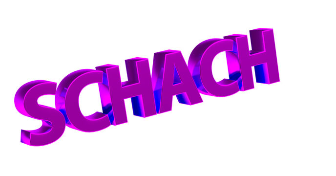 Schach, Spiel, Sport, Strategie, Konzentration, Schachmatt - pinke plakative 3D-Schrift, Freisteller, Rendering
