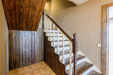 interior apartment room stairs, wooden steps staircase inside house