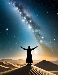Fototapeta premium Divine Covenant: Abraham Receives God's Promise Amidst the Countless Stars in the Night Sky 